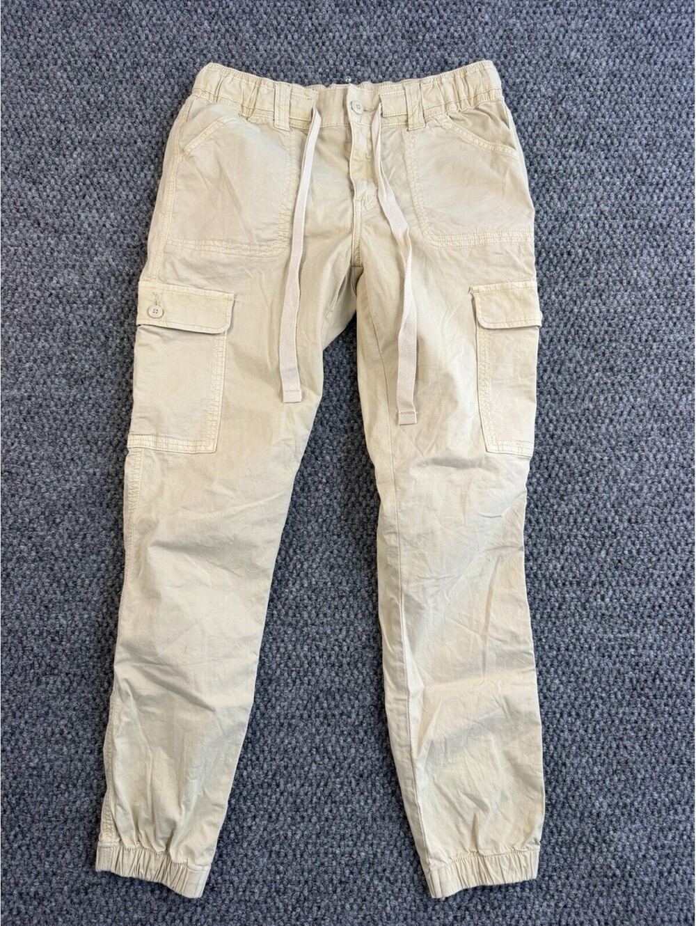 American Eagle Womens Size 8 Cargo Jogger Pants Khaki Beige Drawstring Utility